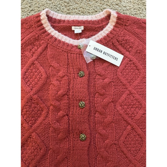 Urban Outfitters Kimchi Blue Womens Cable Knit Cardigan Floral‎ Button Sz Medium - Picture 3 of 9